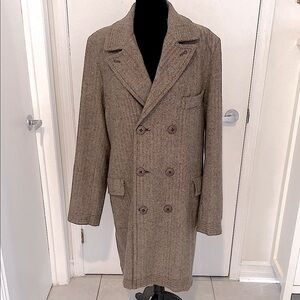 RINGSPUN Streetwear Brown Tweed Double breasted long winter coat size XX-Large
